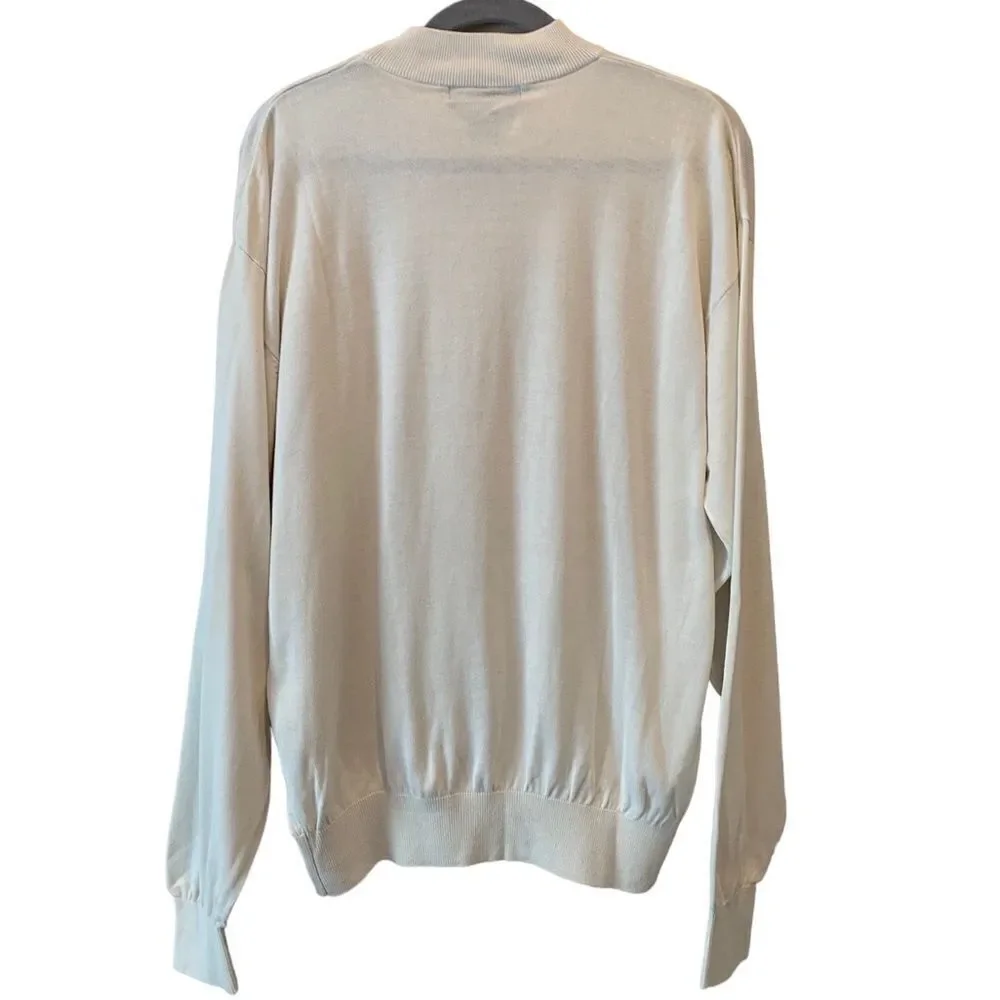 Vintage Baracuta Sweater Pullover Silk and Cotton Mens X-Large Off White